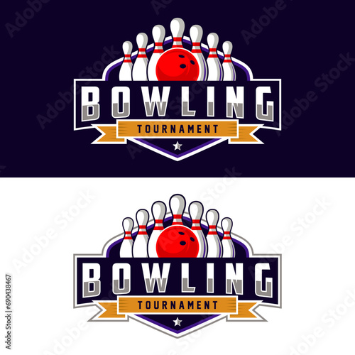 Bowling sport logo design vector illustration