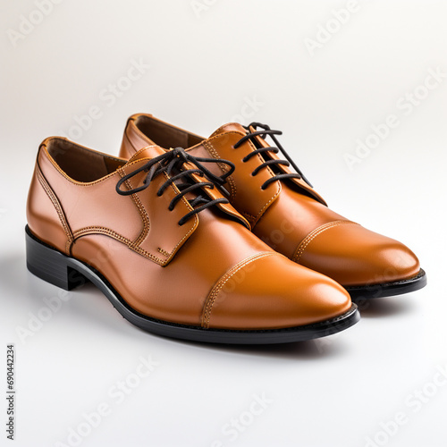 men leather derby shoes isolated in white background generative ai