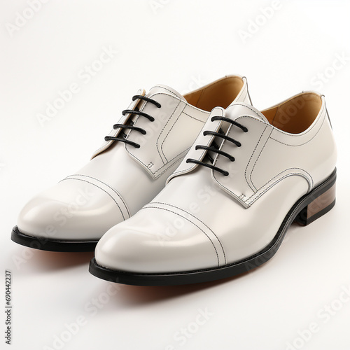 men leather derby shoes isolated in white background generative ai