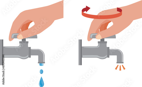 水道の蛇口を閉める節水のイメージイラスト photo