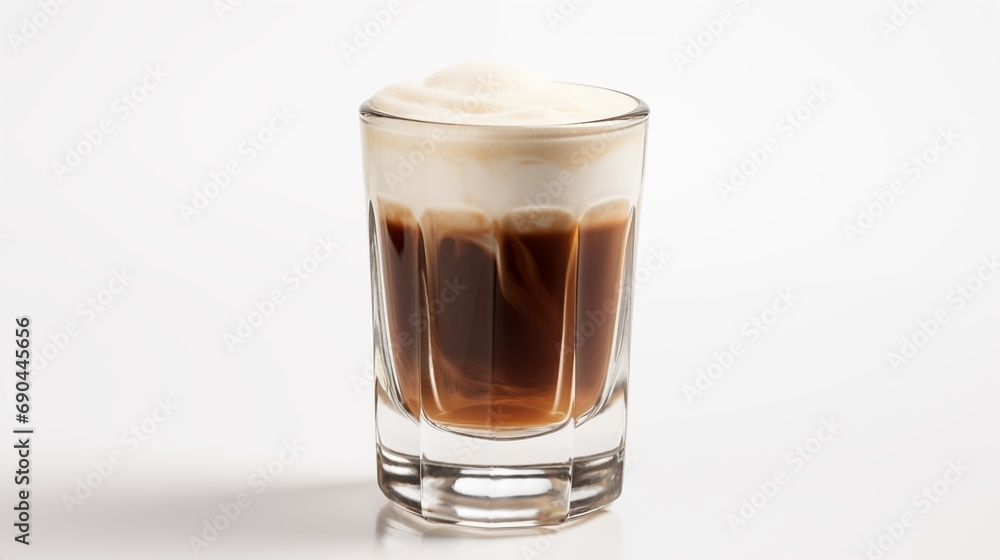 A tall glass filled with an invigorating iced coffee, a delightful treat to enjoy during warm weather A tall glass filled with an invigorating iced coffee, a delightful treat to enjoy during warm weather