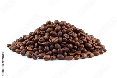 Roasted coffee beans isolated on white. coffee beans border isolated on white background. roasted coffee beans close up. 