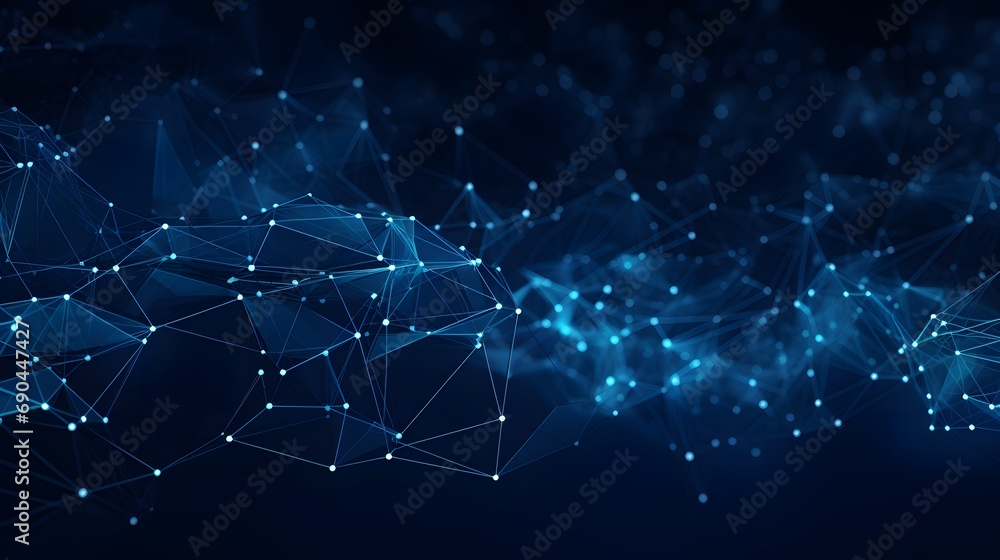 Abstract dark blue background. Network connection structure. Grid. - obrazy, fototapety, plakaty 