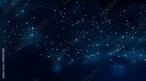 Abstract dark blue background. Network connection structure. Grid.