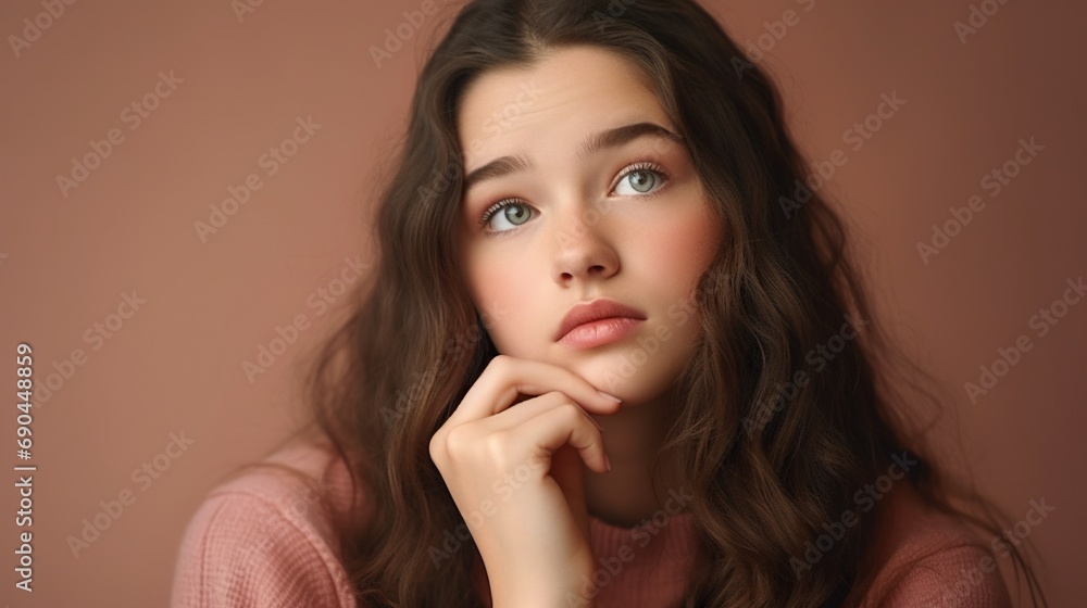 Portrait of a beautiful young girl lost in imagination Portrait of a beautiful young girl lost in imagination