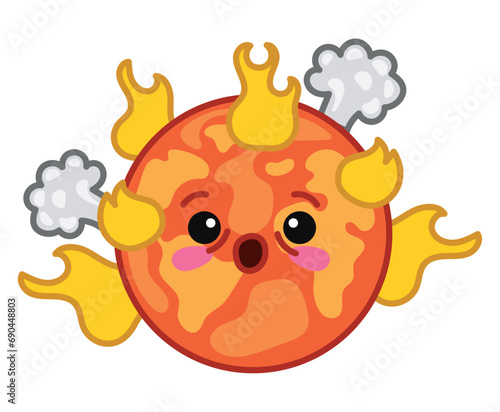 global warming illustration of the world on fire and exploding