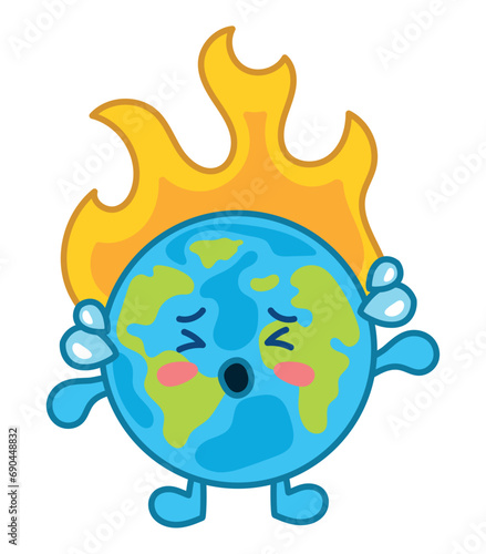 global warming illustration of the world on fire