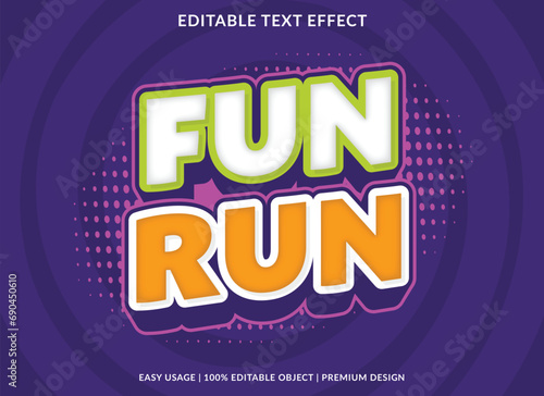 fun run editable text effect template use for business brand and logo design