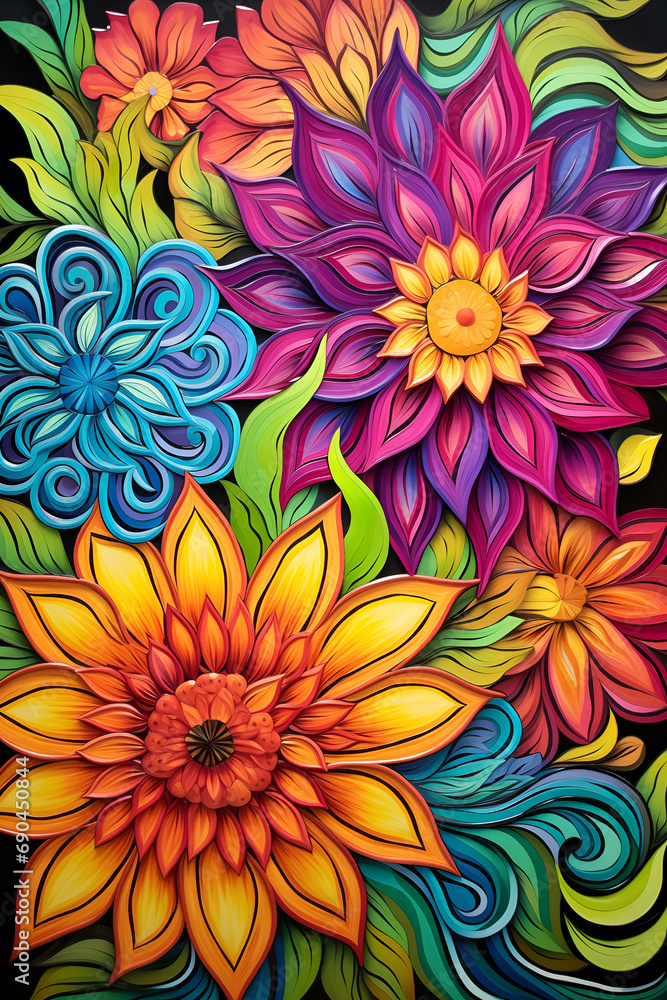 pattern with flowers Ai generative pattern with flowers Ai generative
