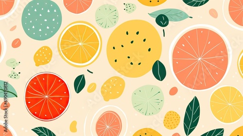 Wallpaper Mural Abstract fruit plant leaf simple shape, minimal botanic eco agriculture concept. Nature illustration fruits background. Torontodigital.ca