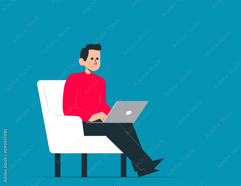 Person working and completed steps. Development or improvement vector concept Person working and completed steps. Development or improvement vector concept