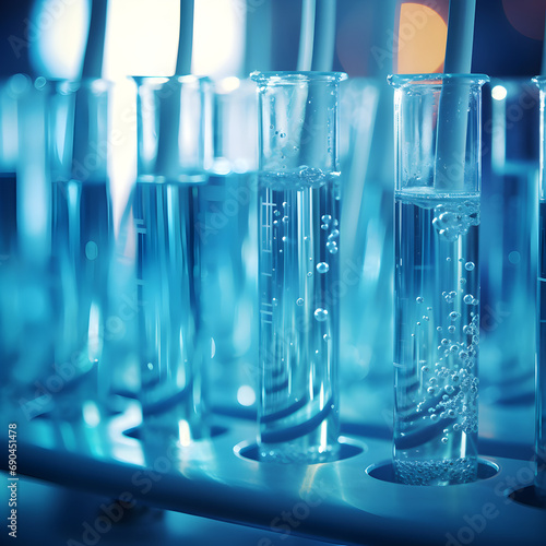 Closeup of test tubes in a laboratory