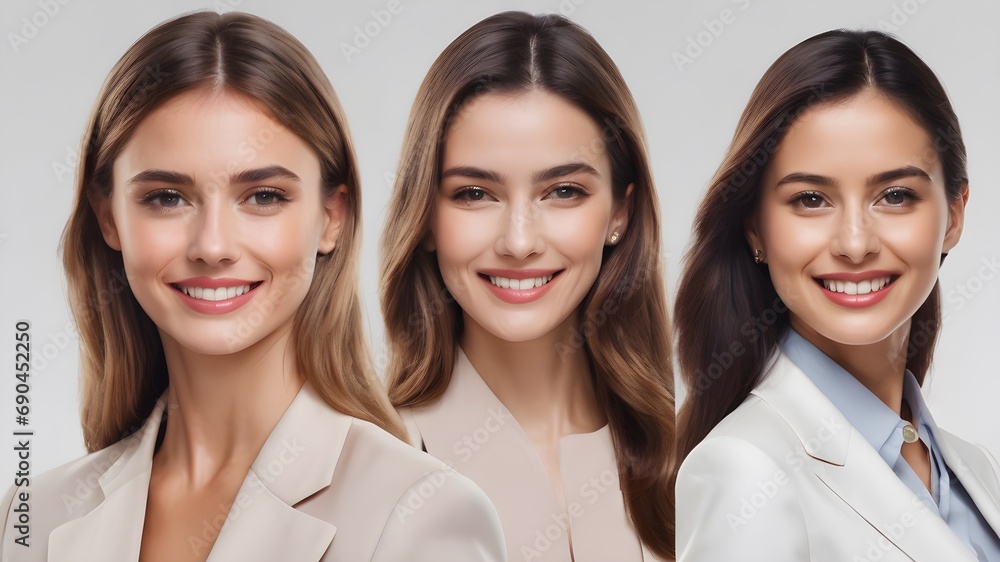 group of business woman wearing suit in white background group of business woman wearing suit in white background