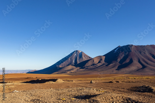 Licancabur and Juriques volcanoes located between the borders of Chile and Bolivia.