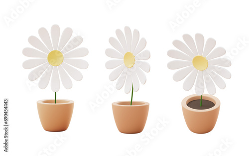 Cartoon style potted flower, 3d rendering. © Vink Fan