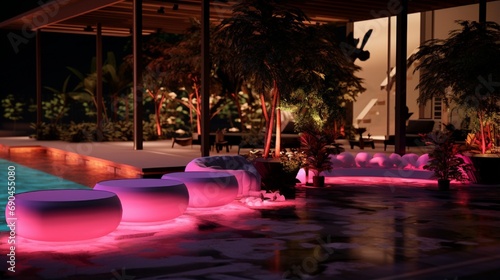 Ambient lighting on terrace and garden with rgb spots © Muhammad