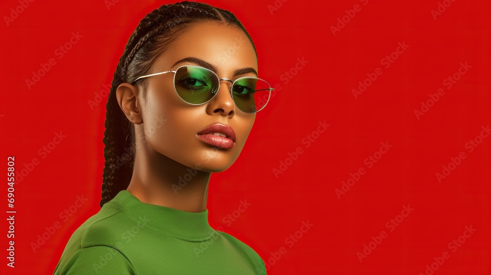 Portrait of a beautiful woman on red background Portrait of a beautiful woman on red background