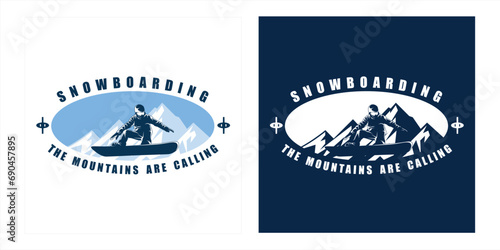 Snowboarding Silhouette Logotype Sticker Vector