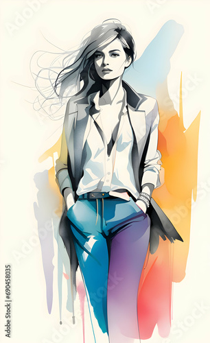  illustration:Watercolor fashion sketch design