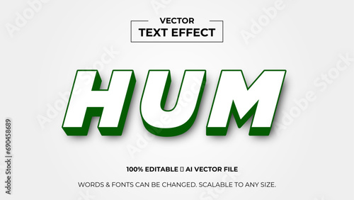 Hum 3d editable text effect premium vector. Editable text style effect. 3d cover of business presentation banner for sale event night party. vector illustration