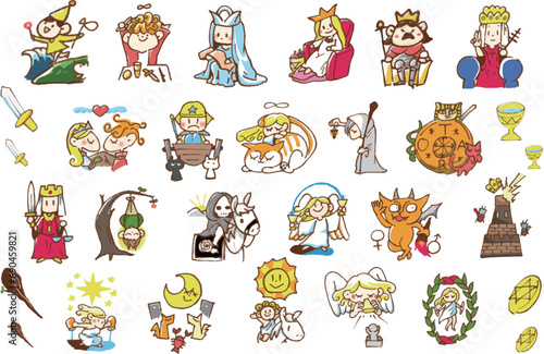 可愛くてポップなタロットカードのイラスト