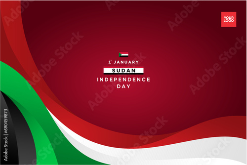 Sudan Independence Day wave flag background