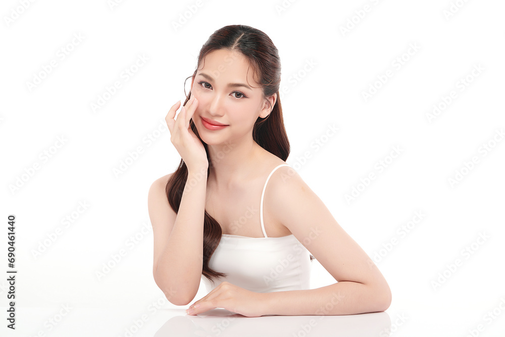 Beautiful young asian woman with clean fresh skin on white background, Face care, Facial treatment, Cosmetology, beauty and spa, Asian women portrait. Beautiful young asian woman with clean fresh skin on white background, Face care, Facial treatment, Cosmetology, beauty and spa, Asian women portrait.