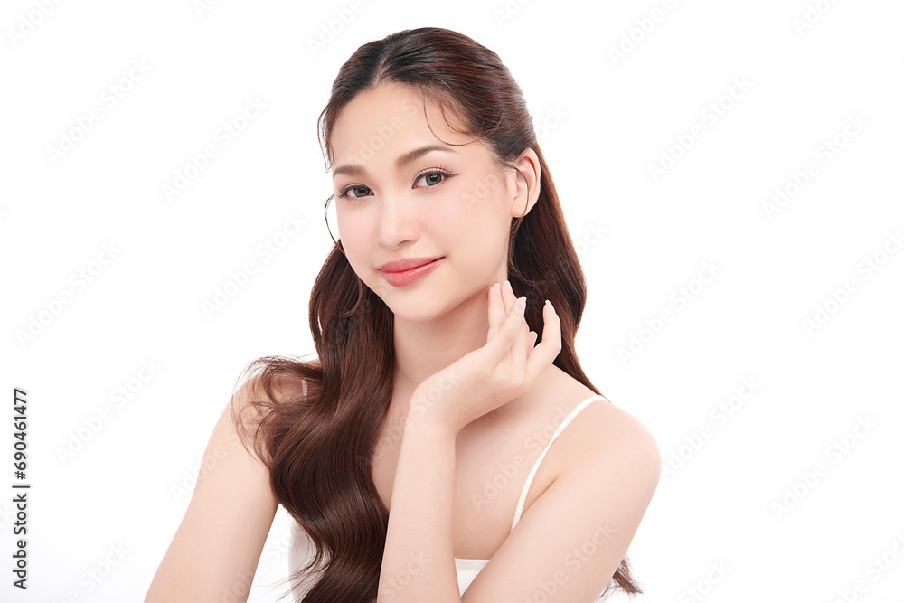 Beautiful young asian woman with clean fresh skin on white background, Face care, Facial treatment, Cosmetology, beauty and spa, Asian women portrait. Beautiful young asian woman with clean fresh skin on white background, Face care, Facial treatment, Cosmetology, beauty and spa, Asian women portrait.