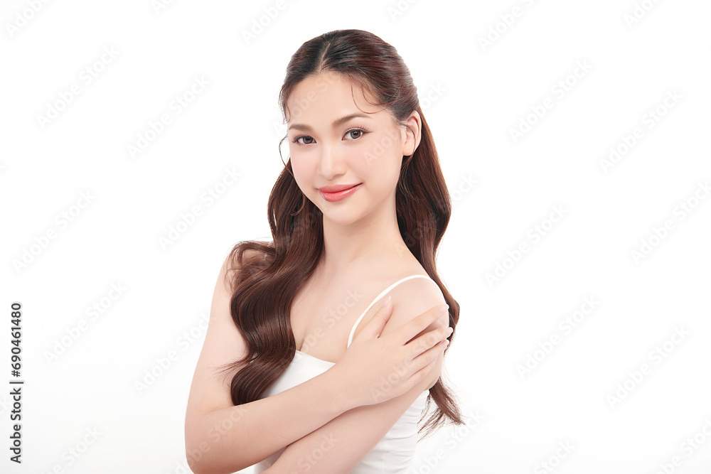 Beautiful young asian woman with clean fresh skin on white background, Face care, Facial treatment, Cosmetology, beauty and spa, Asian women portrait. Beautiful young asian woman with clean fresh skin on white background, Face care, Facial treatment, Cosmetology, beauty and spa, Asian women portrait.