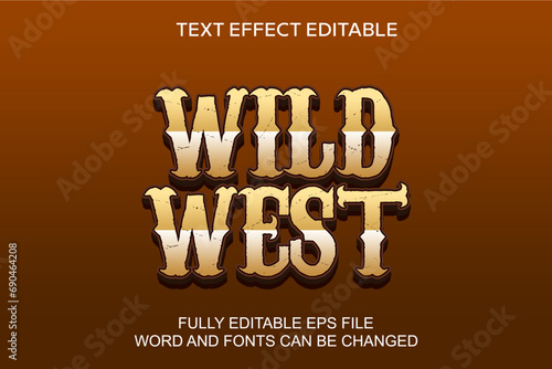 text effect wild west cowboy 3d style vector photo
