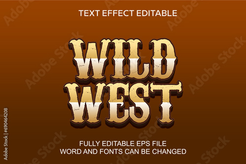 text effect wild west cowboy 3d style vector