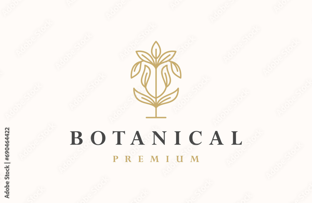 Fototapeta premium Floral Leaf Logo Design . Floral Icon Line Art Vector
