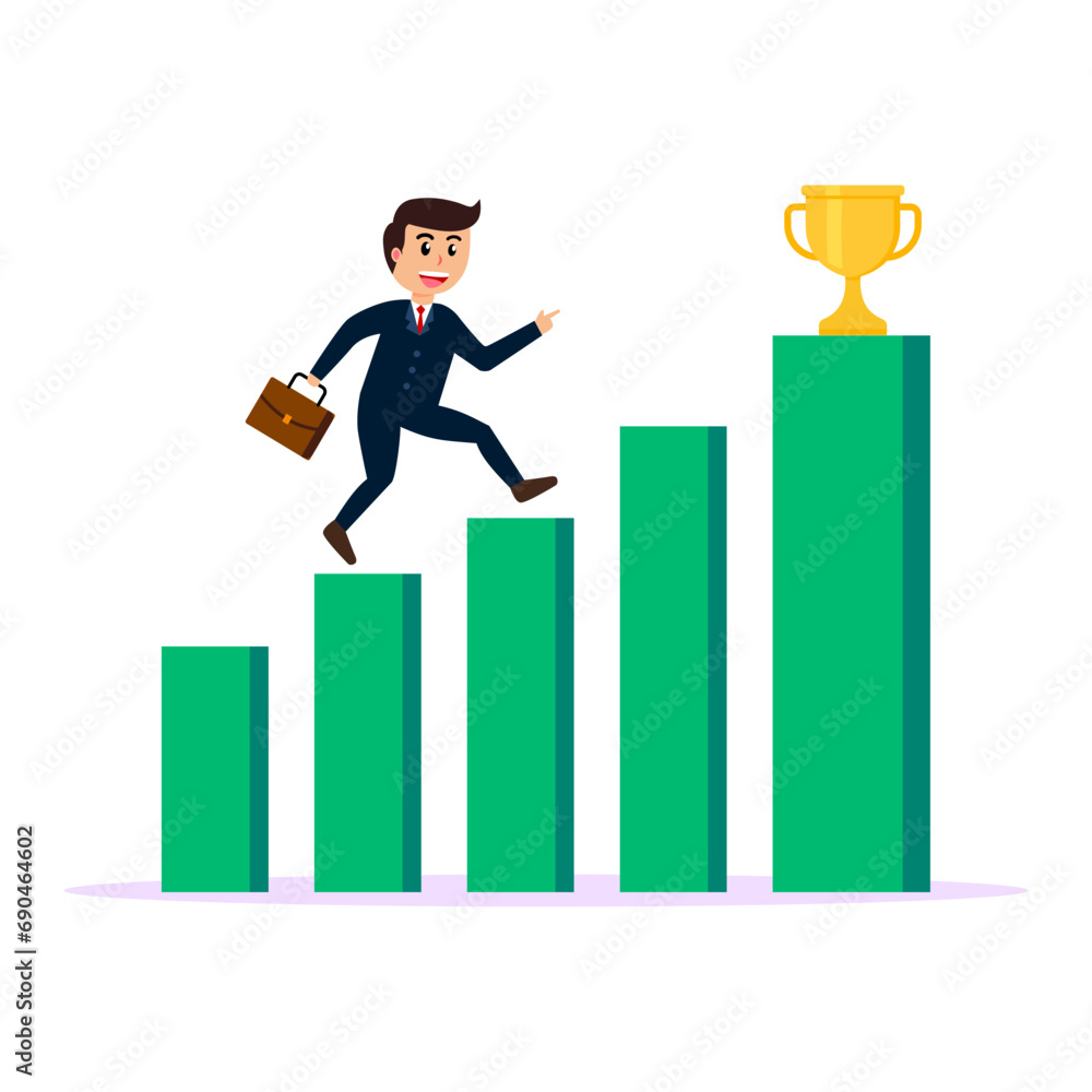 Businessman climbing career ladder vector Businessman climbing career ladder vector
