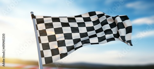 Checkered finish flag. Generative AI technology.