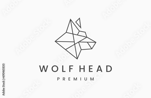  geometric wolf head logo design template