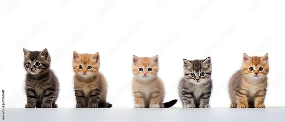 Kittens on White Background 