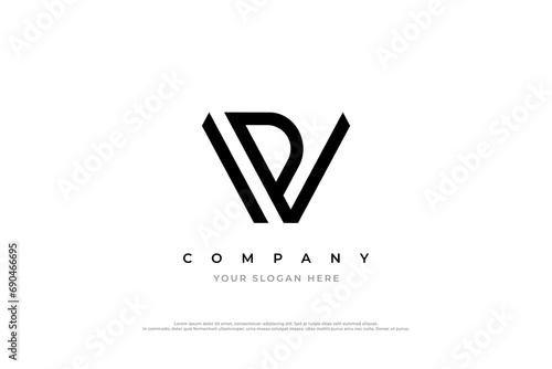 Initial Letter PV Logo or VP Logo Design