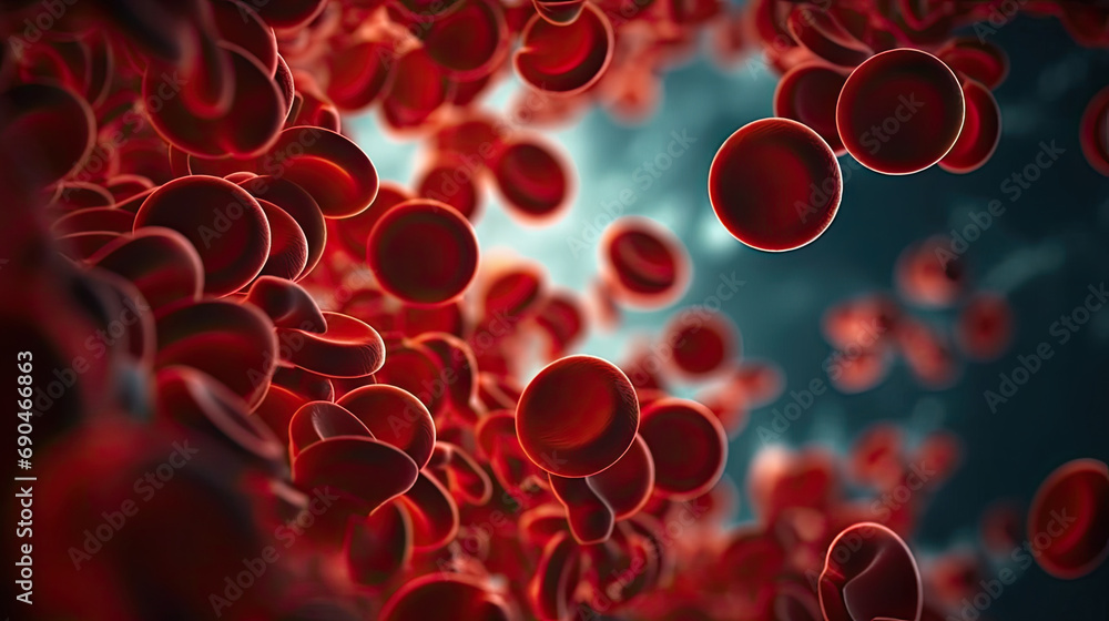red blood cells flowing through vein,red blood cells flowing in a vessel, 3D illustration red blood cells flowing through vein,red blood cells flowing in a vessel, 3D illustration