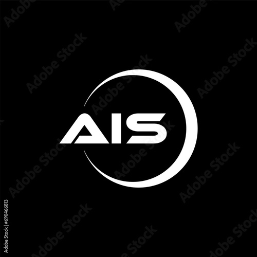 AIS letter logo design with black background in illustrator  cube logo  vector logo  modern alphabet font overlap style. calligraphy designs for logo  Poster  Invitation  etc.