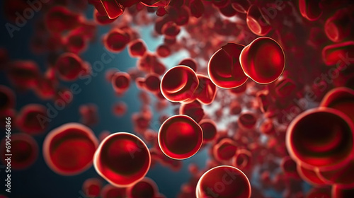red blood cells flowing through vein,red blood cells flowing in a vessel, 3D illustration