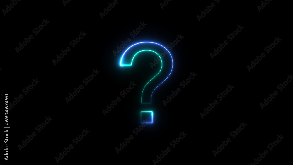 Neon question mark. Neon sign in the shape of a question mark. Glowing neon question sign, outline query silhouette Neon question mark. Neon sign in the shape of a question mark. Glowing neon question sign, outline query silhouette