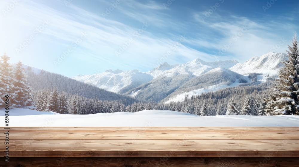 beautiful blue blurred background of winter and shabby table beautiful blue blurred background of winter and shabby table
