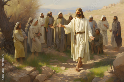 Oil painting of Jesus Christ and his twelve disciples