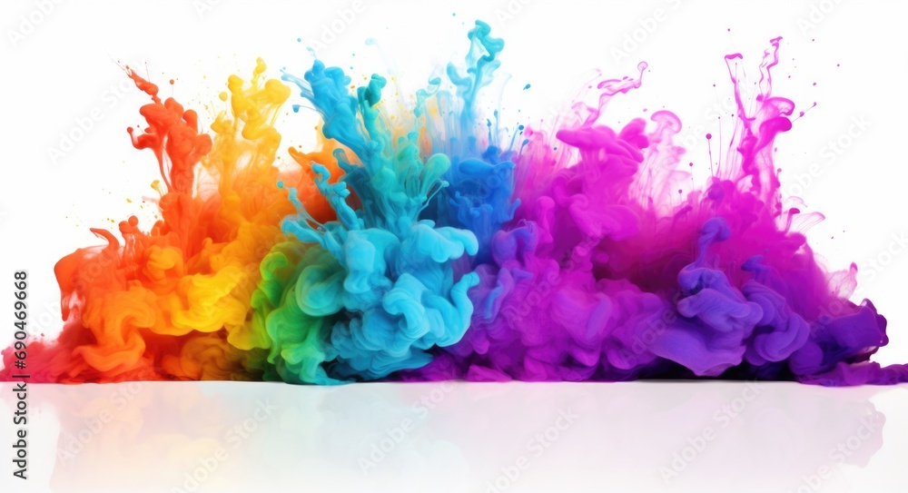 Fototapeta premium A group of colored inks are in the air. Generative AI.