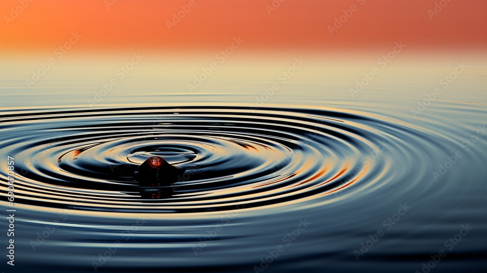 Drop of water ripple effect in body of water.  (Generative AI). - obrazy, fototapety, plakaty 