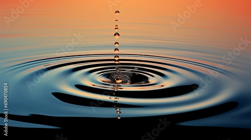 Drop of water ripple effect in body of water.  (Generative AI). © Dee