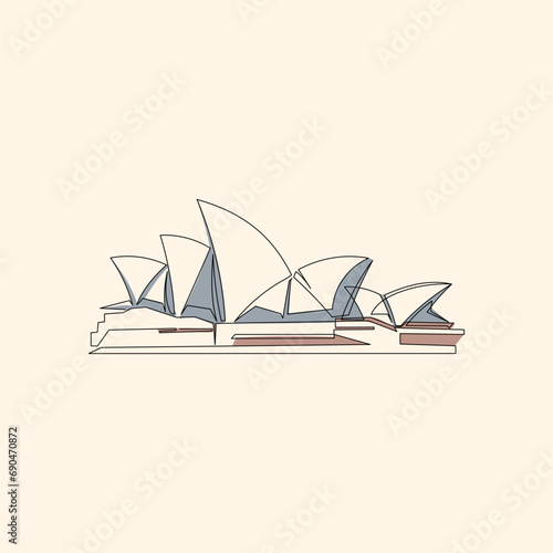 Sydney Opera House Architectural Harmony in a Single Line