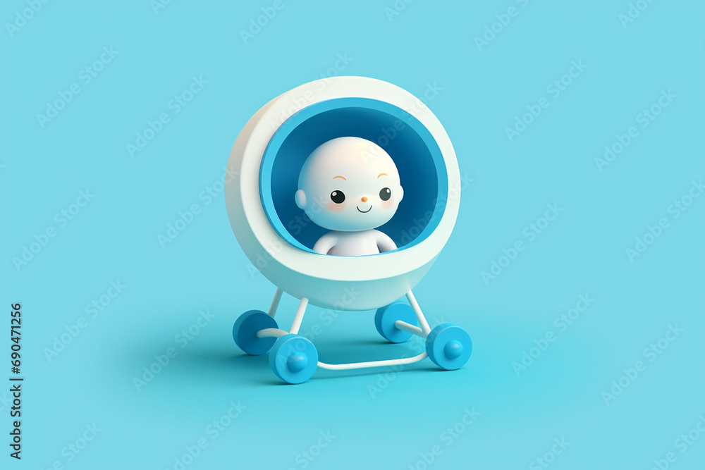 baby in cart 3d concept illustration baby in cart 3d concept illustration