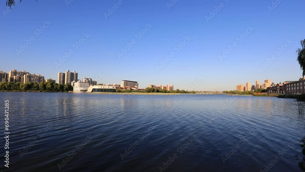 Architectural scenery of waterfront city, North China Architectural scenery of waterfront city, North China