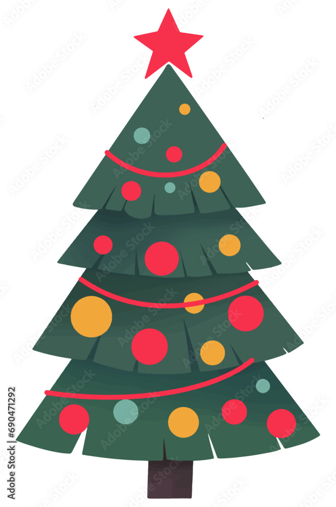 Colorful Christmas tree hand drawn isolated on white background vector illustration Colorful Christmas tree hand drawn isolated on white background vector illustration